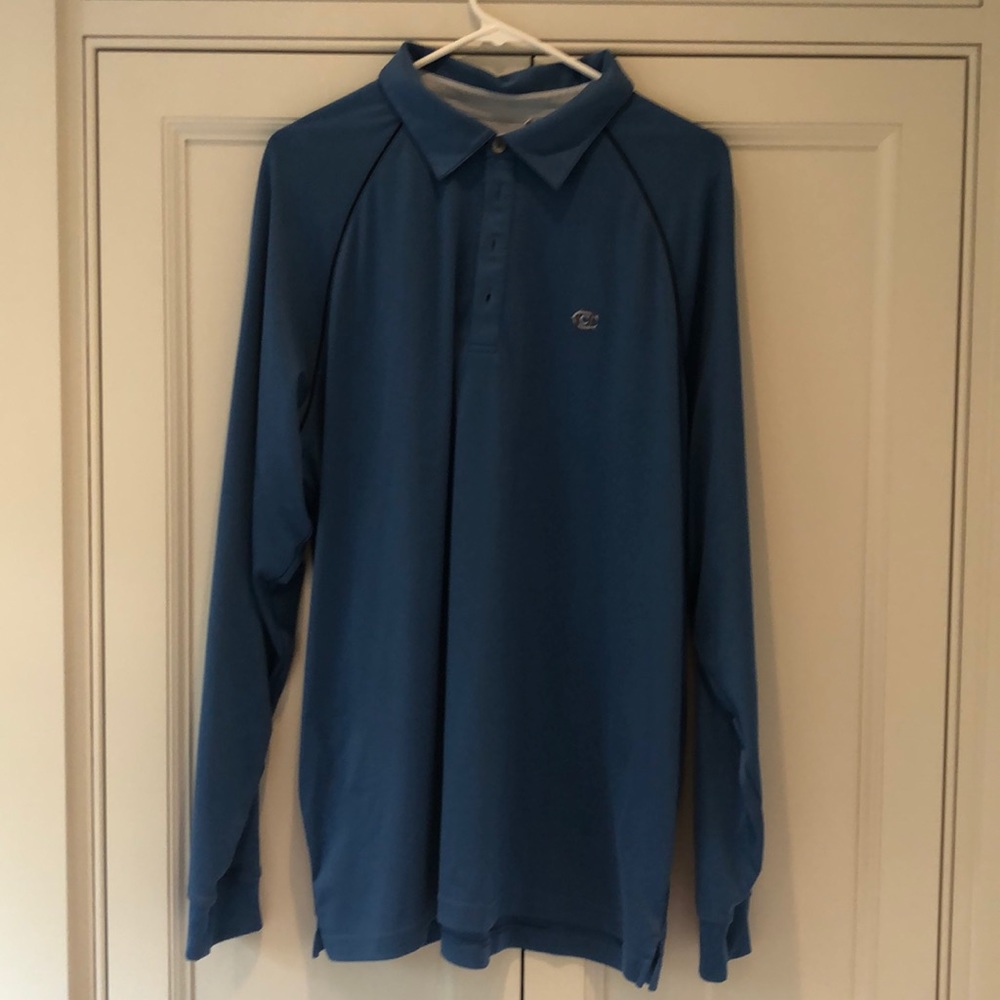 Adidas blue long sleeved golf shirt size L
